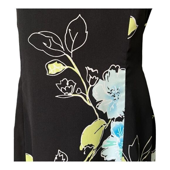 Studio 1 Black Sleeveless Maxi with Large Baby Blue & Green Flowers Size 8 - Picture 4 of 9
